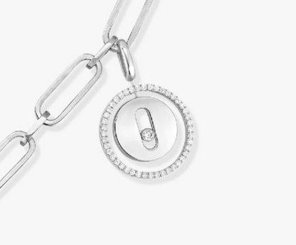 MSK-11728 movable disc full of diamonds large pendant necklace