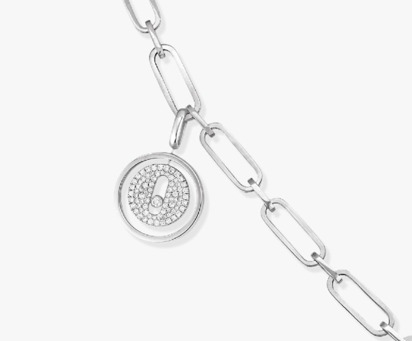 MSK-11728 movable disc full of diamonds large pendant necklace