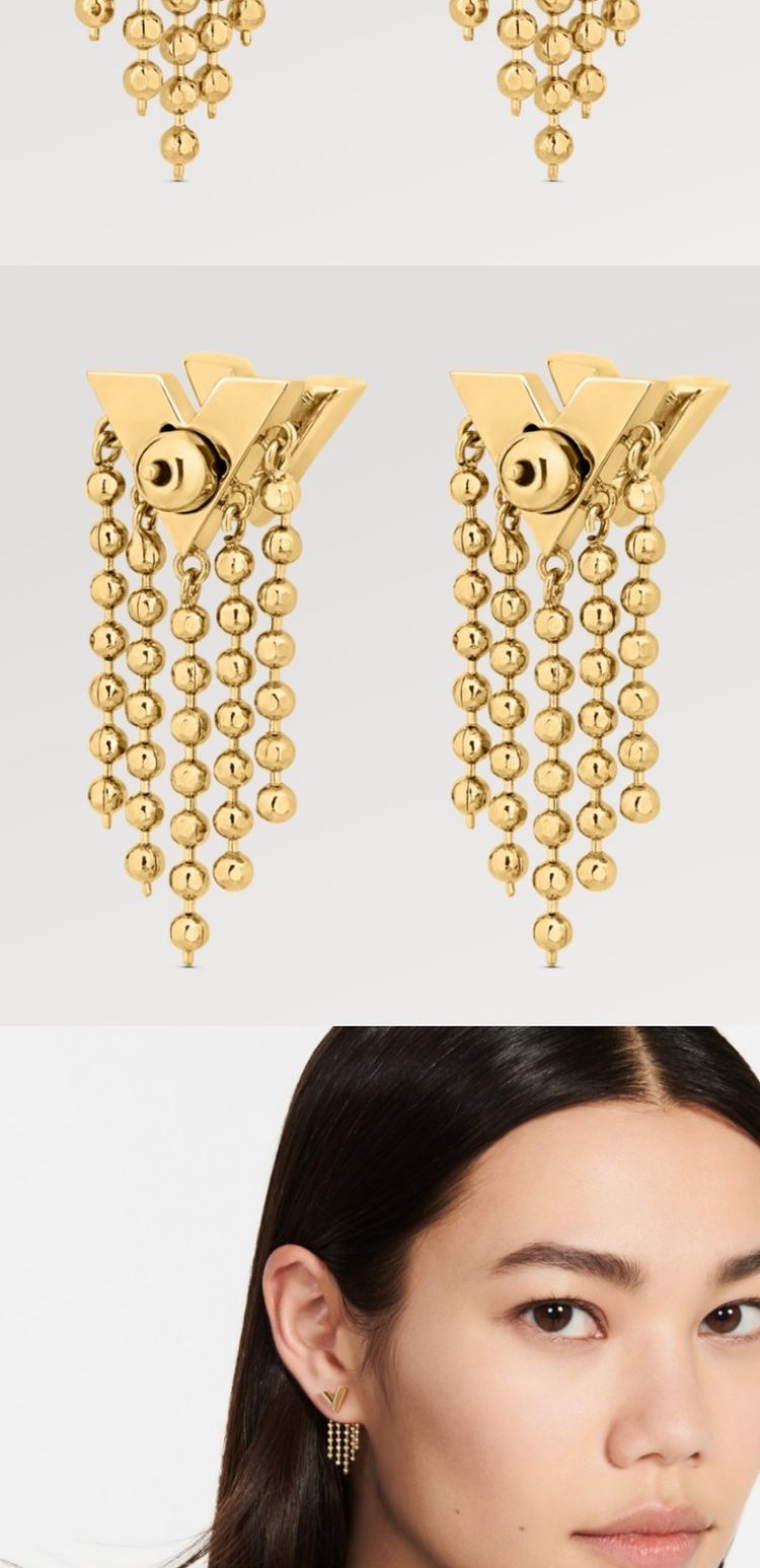 LV-M00634 triangular V-shaped beads tassel earrings
