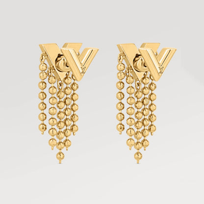 LV-M00634 triangular V-shaped beads tassel earrings