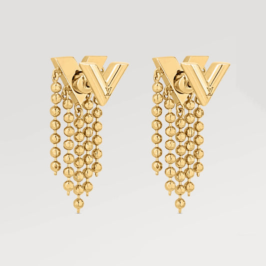 LV-M00634 triangular V-shaped beads tassel earrings