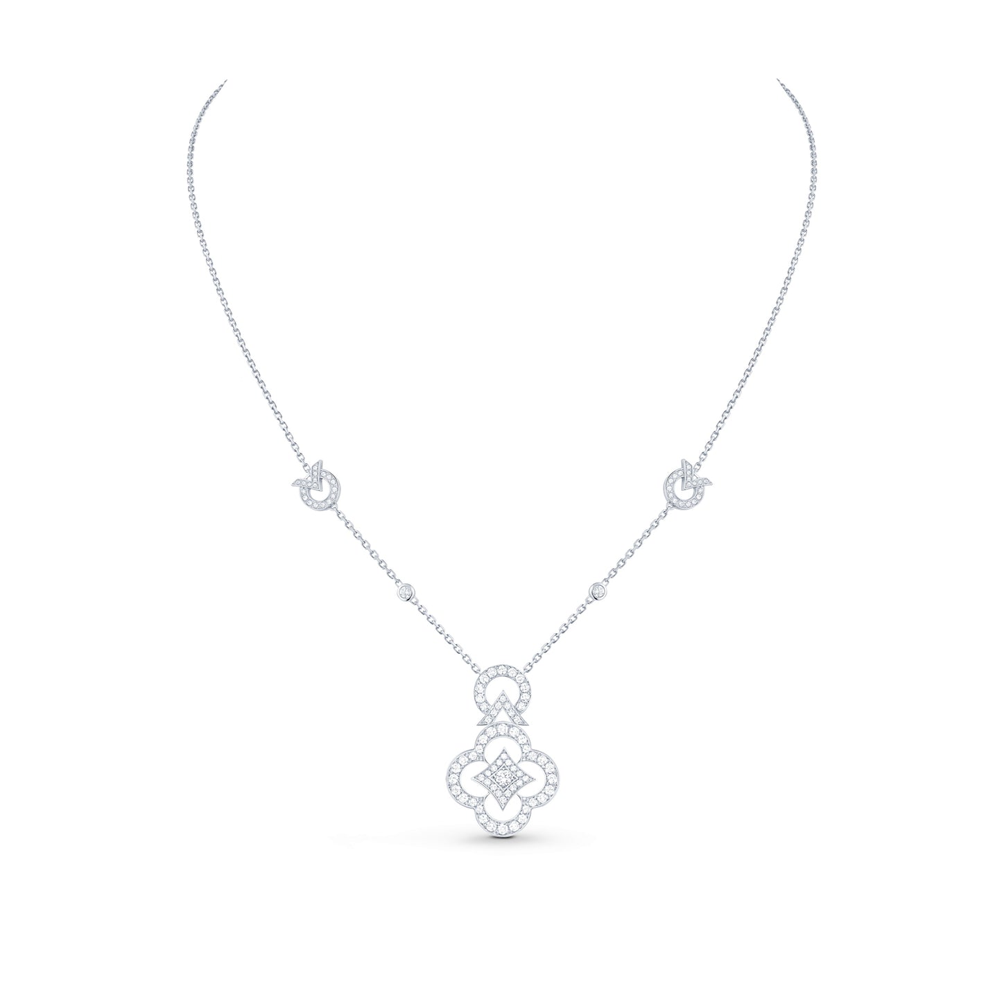 LV-Q94458 Plum Blossom Round V Tie Chain Pendant Necklace