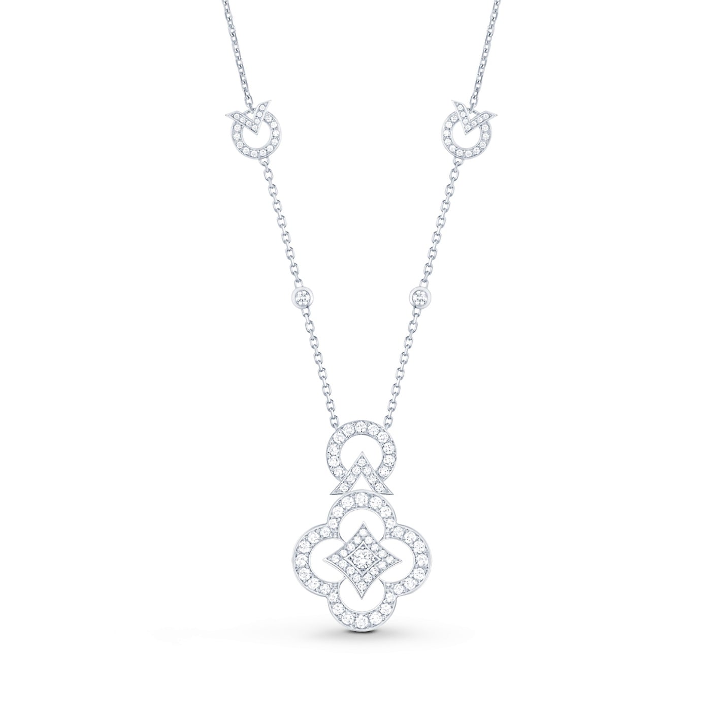 LV-Q94458 Plum Blossom Round V Tie Chain Pendant Necklace