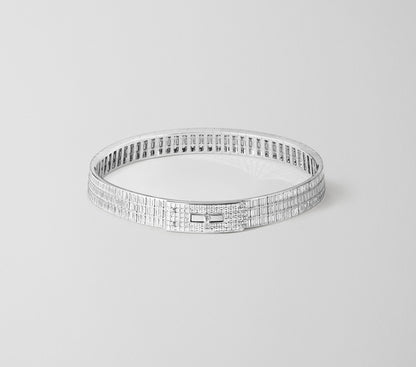 AMS-H307160 twisted hoop ladder square necklace