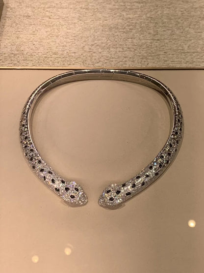KDY-N7424436 double-headed diamond leopard necklace