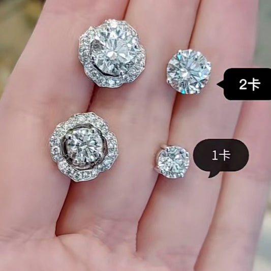 GLF-RGE1350 main stone 1 card flower shaped surrounding stone earrings