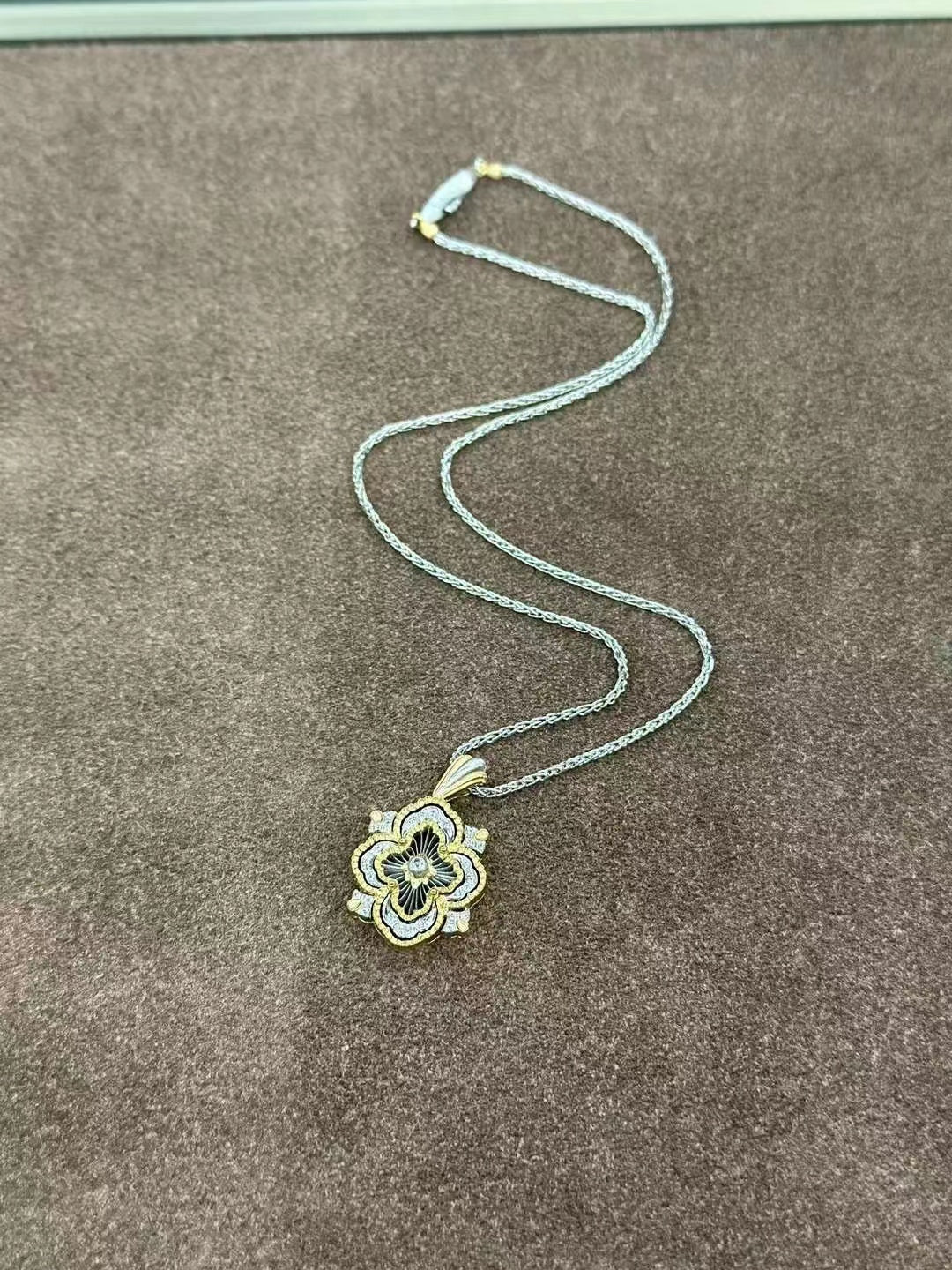 BQLT-JAUPEN021932 27mm wide European style four-leaf clover three-layer color pendant