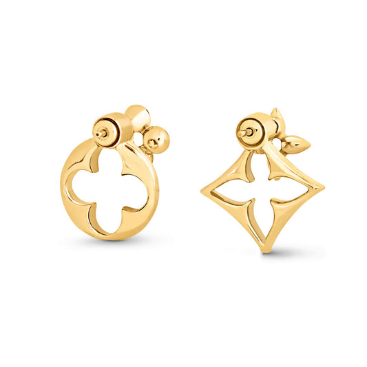 LV-M00770 Four-leaf clover plum blossom flying mark hollow light gold earrings