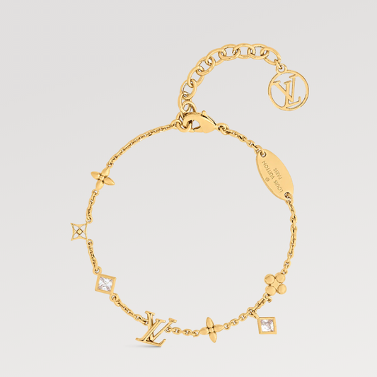 LV-M1040A Alphabet Plum Blossom Dart Flower Square Diamond Bracelet