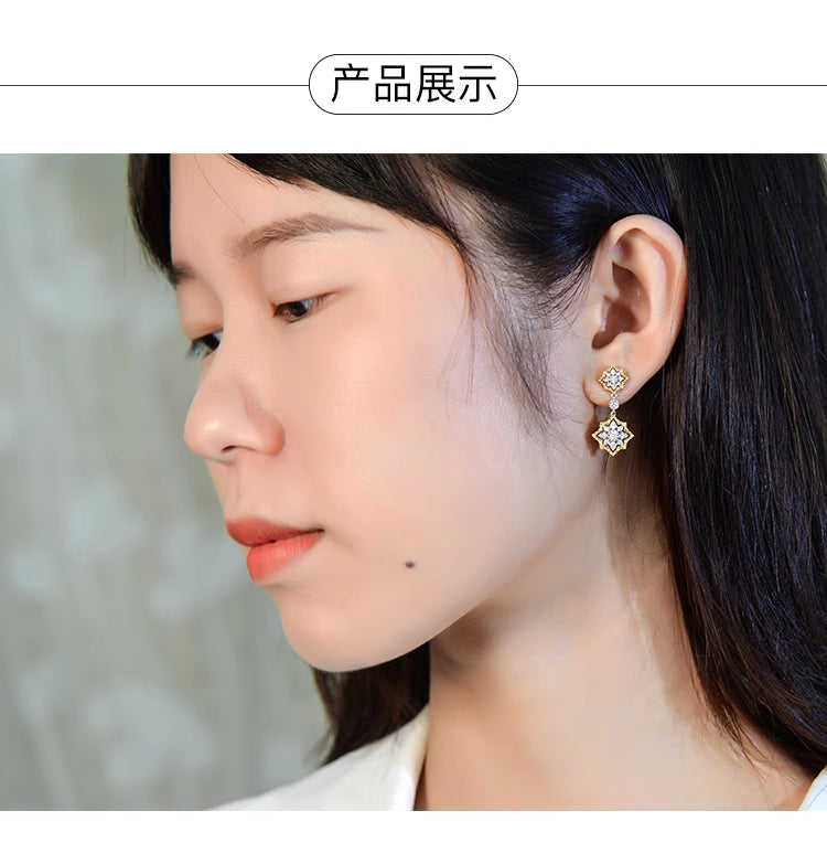 BQLT-EAR239476菱形蕾丝分色长耳环