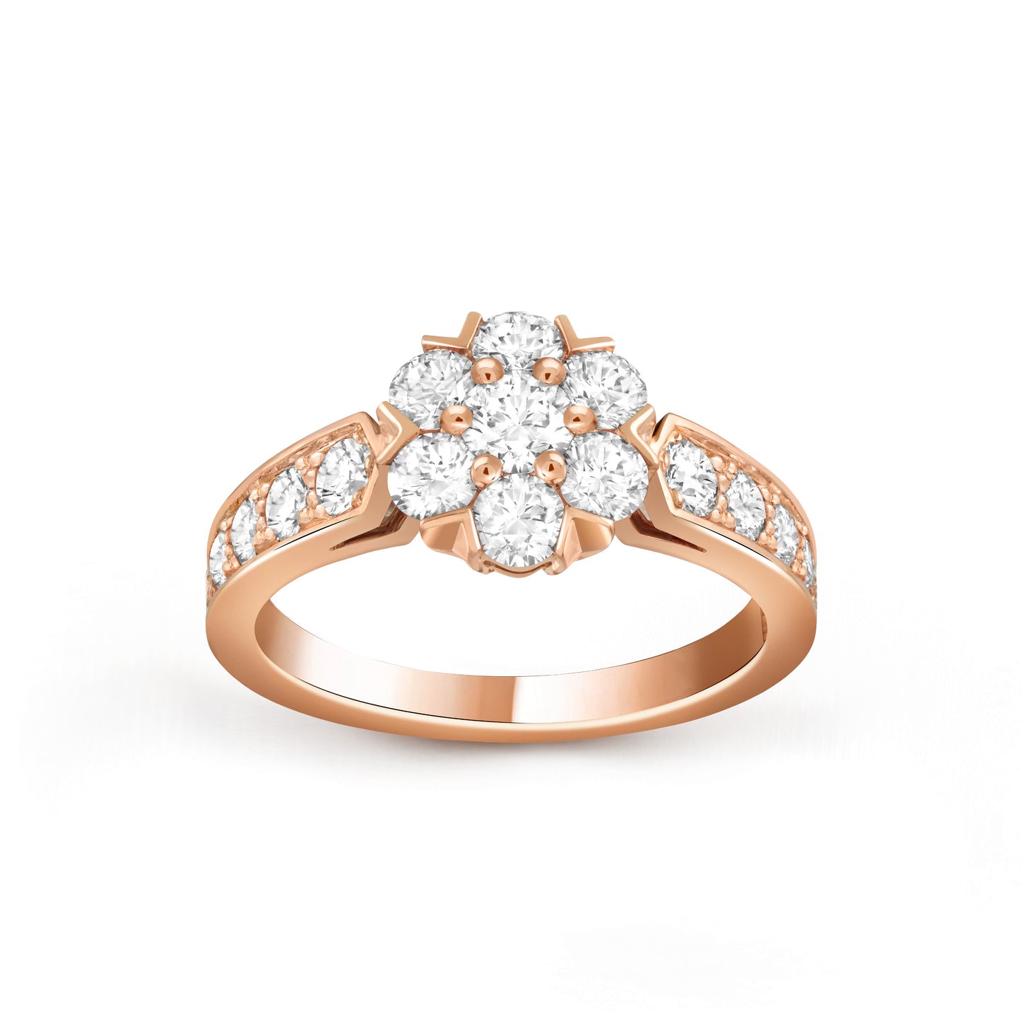 VCARPEBD00 six-circle one-pointed straight arm ring