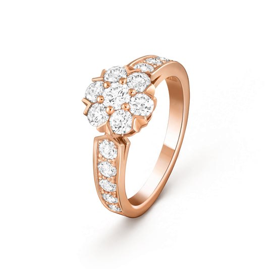 VCARPEBD00 six-circle one-pointed straight arm ring