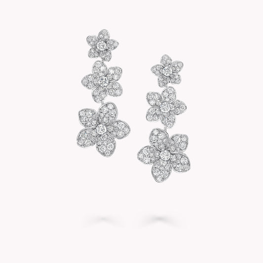GLF-RGE1735 Five-leaf clover 3-flower full diamond five-flower diamond stud earrings