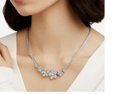 GLF-RGN758 five-leaf clover 6-flower diamond necklace