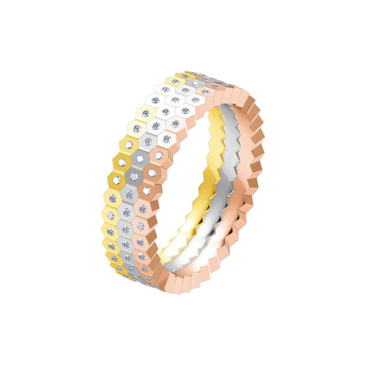 SM-063533 Honeycomb Ring Full of Diamonds 12#