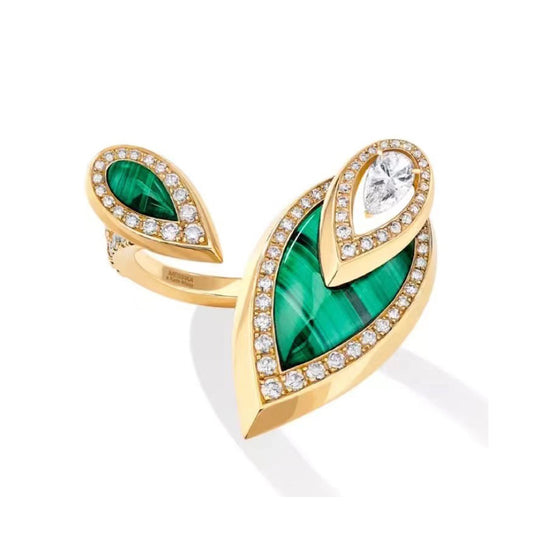 MSK-11312 Water drop agate stone open ring 14#