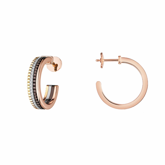 BSL-JCO01599 4.8mm wide chocolate stud earrings set with stone C-shaped stud earrings