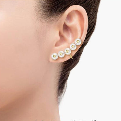TSQ-E-4437 35mm long cone claw multi-pearl earrings