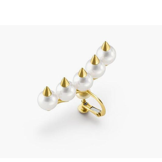 TSQ-E-4437 35mm long cone claw multi-pearl earrings