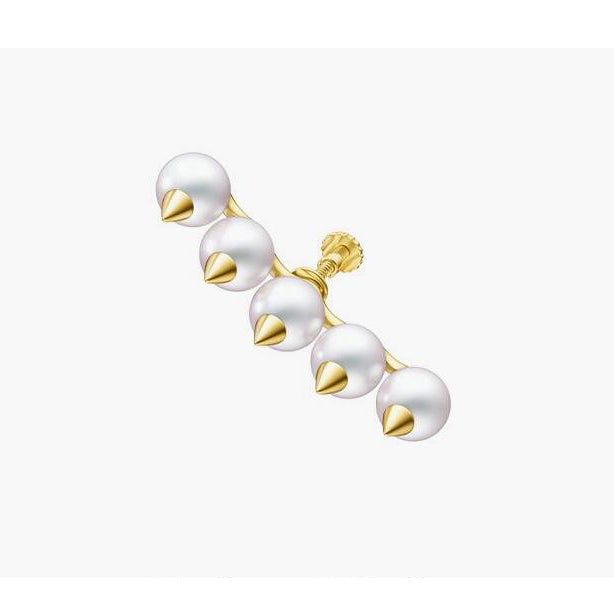 TSQ-E-4437 35mm long cone claw multi-pearl earrings