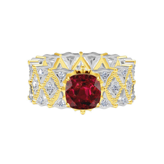 BQLT-RIN513947 7.6mm wide bezel set wavy edge arm colored gemstone ring