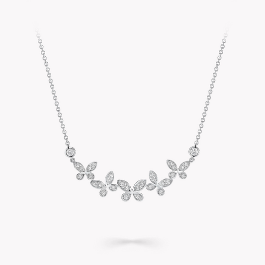 GLF-RGP837 full diamond five-flower butterfly chain necklace