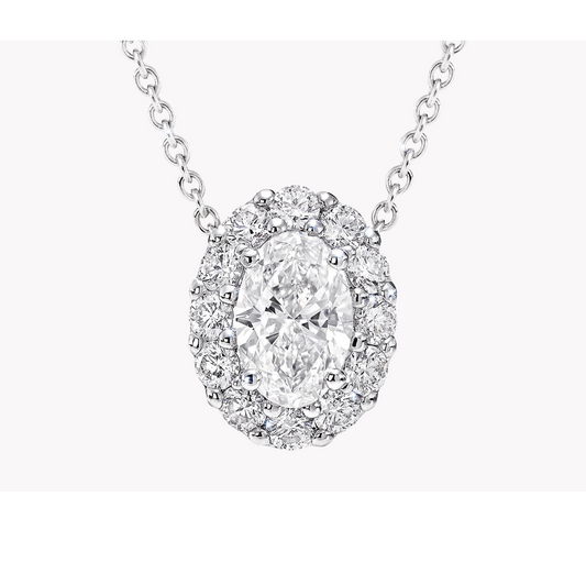 GLF-RGP707 four-claw egg-shaped stone stud-set bolt chain pendant necklace