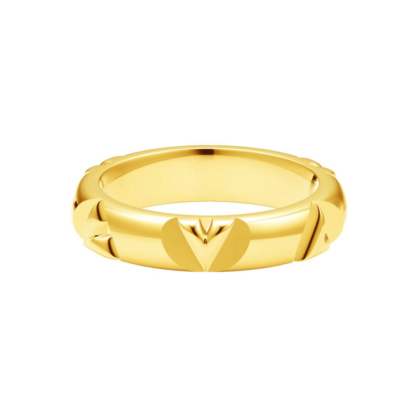 LV-Q9O62B宽4.5mm光金字母V戒指