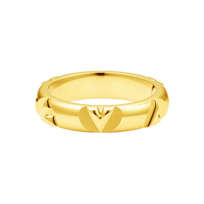 LV-Q9O62B宽4.5mm光金字母V戒指