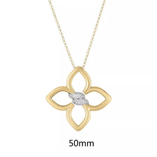 LBT-8883410AJ33X宽50mm四叶梅花镶钻分色双S飞标吊坠