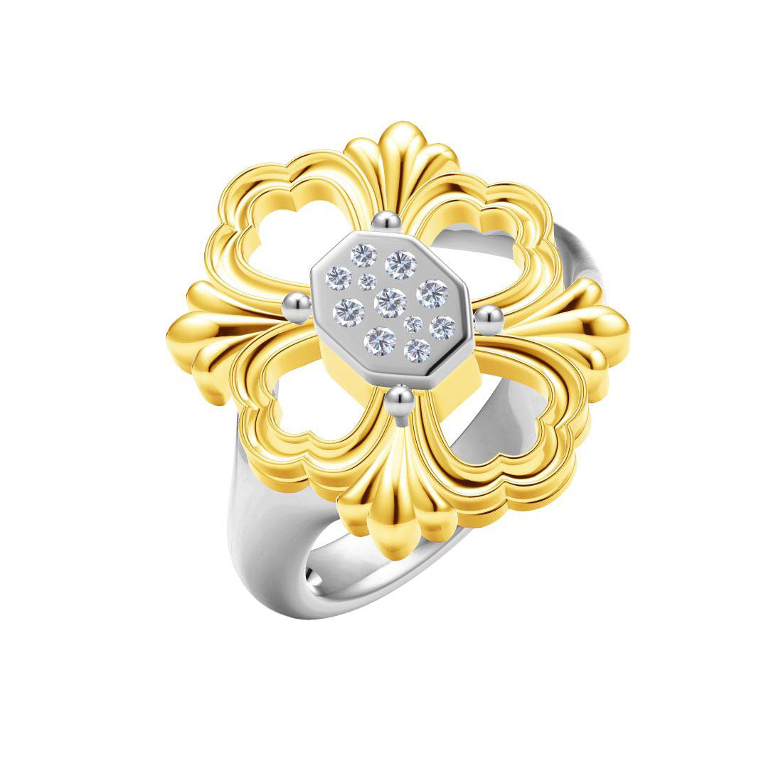 BQLT-RIN58951 20mm wide European style four-leaf clover ring