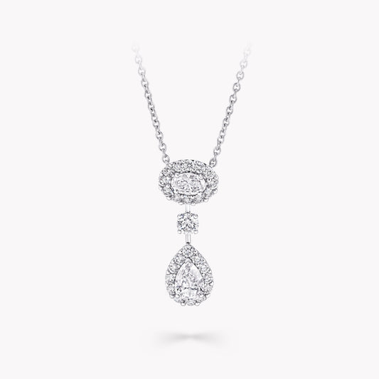 GLF-RGP769 Oval and Pear Shape Diamond Tie Chain Pendant Necklace