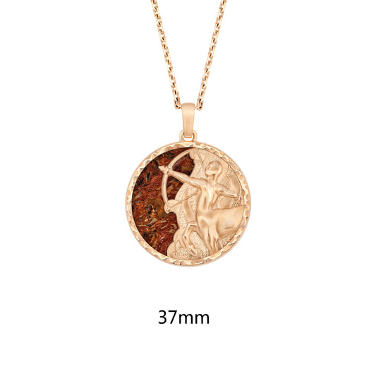 VCARP9R800 37mm wide round agate constellation Sagittarius pendant