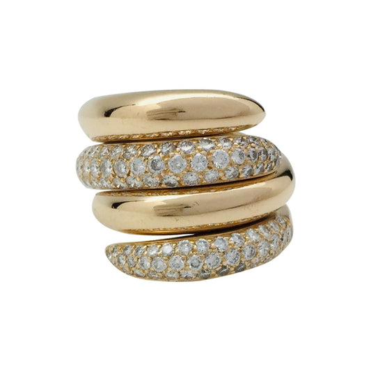 SM-115701 Twisted arm full of diamond light gold disc wearing ring