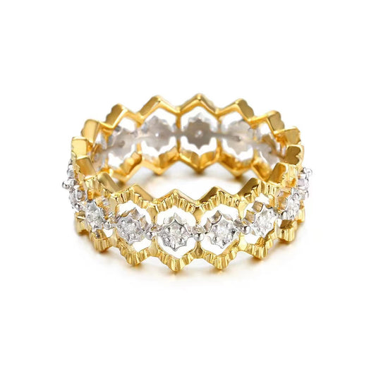 BQLT-RIN821655 8mm wide wavy edge arm lace mixed ring